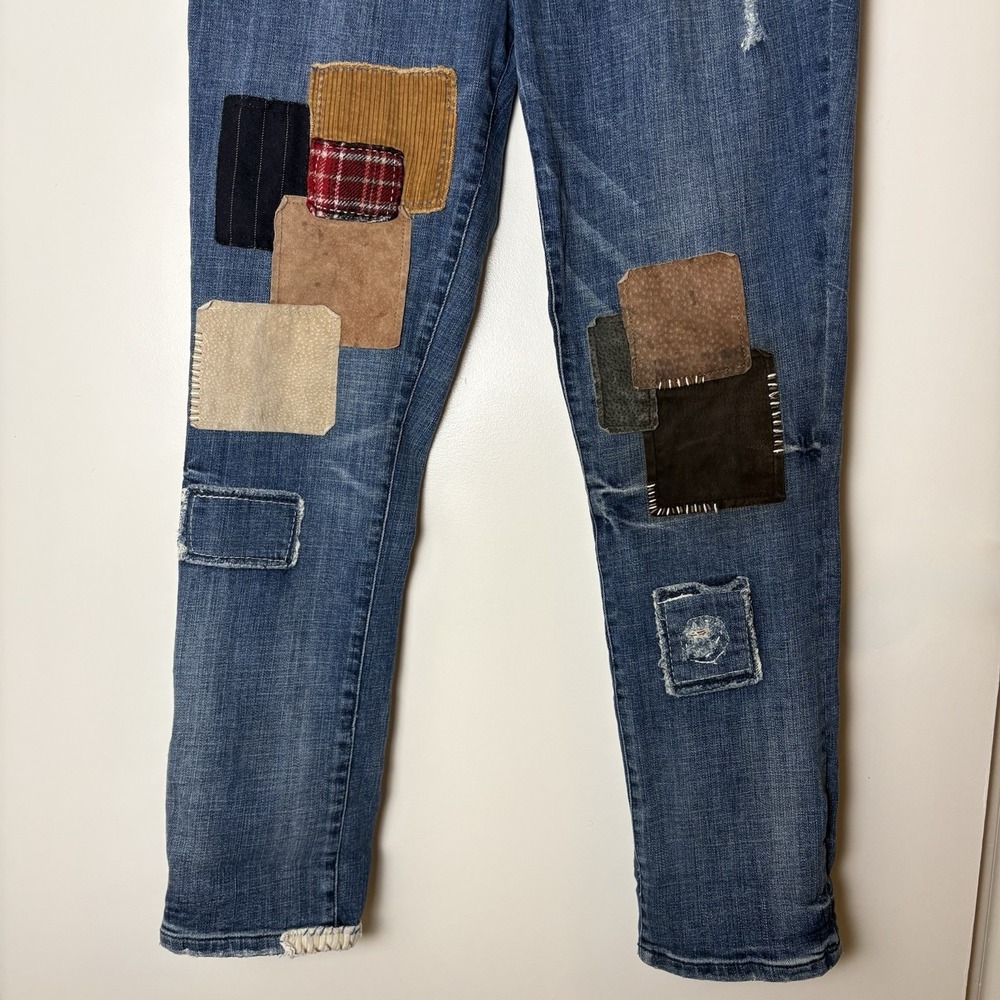 Anthropologie Pilcro Hyphen Patchwork Embroidered Jeans 29 Dark/Med Wash- Grunge - Picture 4 of 15